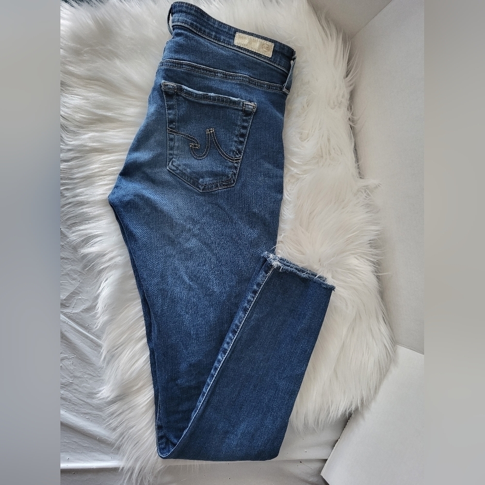 AG Adriano Goldschmied Women's Blue  Skinny Ankle Jeans, Size 28 X 28